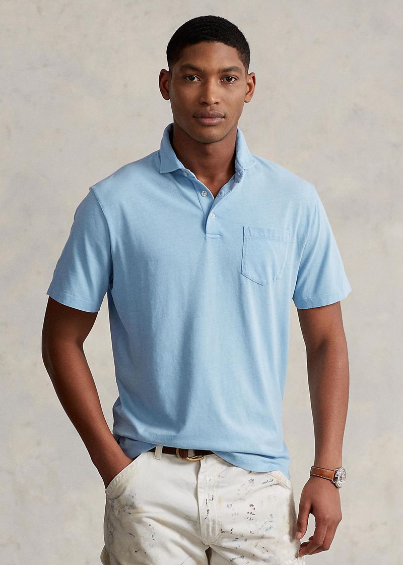 Poleras Polo Polo Ralph Lauren Hombre Classic Fit Cotton-Linen Chile Azules VLJXY-4209